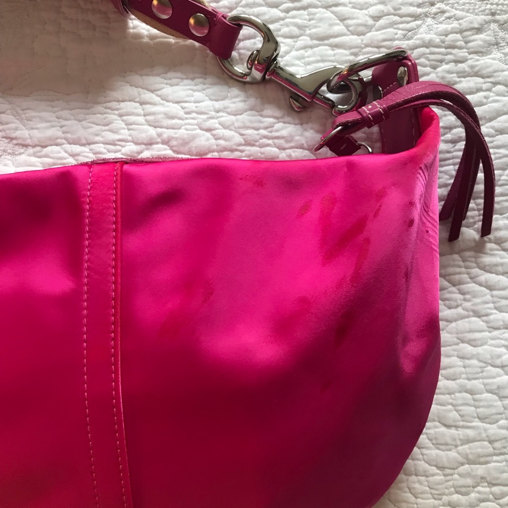 Bright pink Coach satin hobo bag - Picture 8 of 8